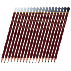 Карандаши чернографитные профессиональные 8H-8B НАБОР 18 штук, BRAUBERG ART &laquo;PREMIERE&raquo;, 181893