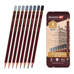 Изображение товара Набор чернографитных художественных карандашей BRAUBERG ART PREMIERE 8 шт в пенале