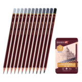 Карандаши чернографитные художественные 4H-8B, НАБОР 12 шт., В ПЕНАЛЕ, BRAUBERG ART "PREMIERE", 181895