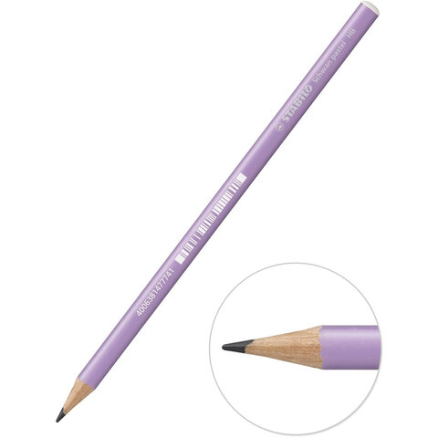 Карандаш чернографитный STABILO, 1 шт., "Schwan Pastel", HB, корпус пастельный фиолетовый, 421/HB-3