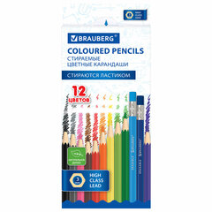 Изображение товара Карандаши цветные стираемые BRAUBERG ERASABLE, 12 цветов, шестигранные