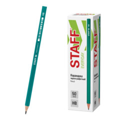 Карандаш чернографитный STAFF &laquo;EVERYDAY&raquo; BLP-GRN, 1 шт., НВ, пластиковый, корпус зеленый, 181938