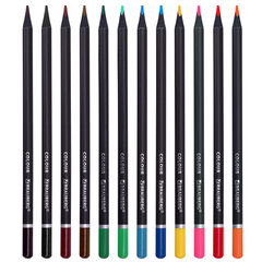 Карандаши цветные чёрное дерево BRAUBERG BLACK WOOD, 12 цветов, трехгранные, мягкий грифель 3 мм, 181948