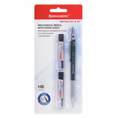 Карандаш механический 0,7 мм + грифели HB 24 штуки на блистере, BRAUBERG &laquo;METALLIC-X 07&raquo;, металлические детали, 181966
