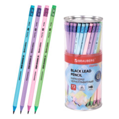 Карандаш чернографитный BRAUBERG &laquo;PASTEL&raquo;, 1 шт., HB, трехгранный, с ластиком, 181995