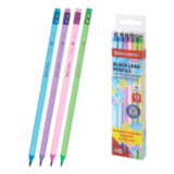 Набор карандашей чернографитных с ластиком BRAUBERG "PASTEL" 12 шт., HB, 181997