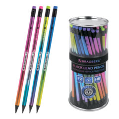 Карандаш чернографитный с ластиком BRAUBERG &laquo;GRADE Metallic&raquo;, 1 шт., HB, трехгранный, 182000