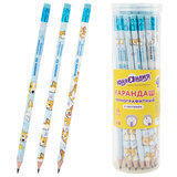 Карандаш чернографитный с принтом ЮНЛАНДИЯ КОРГИ, 1 шт., HB, с ластиком, корпус ассорти, 182009