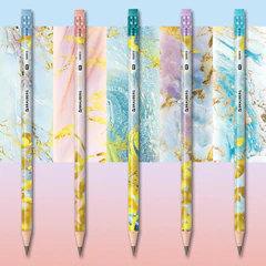Карандаш чернографитный BRAUBERG &laquo;MARBLE&raquo;, 1 шт., HB, с ластиком, корпус ассорти, 182013