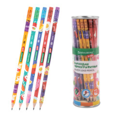 Карандаш чернографитный с принтом BRAUBERG KIDS &laquo;FOOD&raquo;, 1 шт., HB, с ластиком, корпус ассорти, 182018