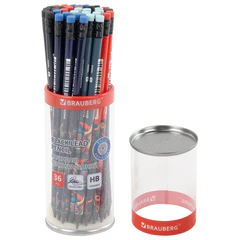 Карандаш чернографитный с принтом BRAUBERG &laquo;ONI&raquo;, 1 шт., HB, с ластиком, корпус ассорти, 182023