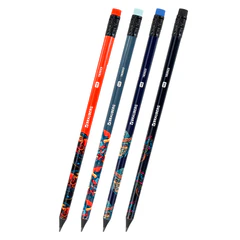 Карандаш чернографитный с принтом BRAUBERG &laquo;ONI&raquo;, 1 шт., HB, с ластиком, корпус ассорти, 182023