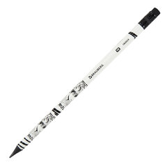 Карандаш чернографитный с принтом BRAUBERG &laquo;MANGA&raquo;, 1 шт., HB, с ластиком, корпус ассорти, 182024