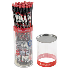 Карандаш чернографитный с принтом BRAUBERG &laquo;RED ANIME&raquo;, 1 шт., HB, с ластиком, корпус ассорти, 182026
