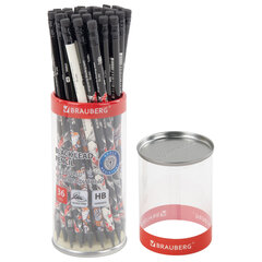 Карандаш чернографитный с принтом BRAUBERG &laquo;FISH KOI&raquo;, 1 шт., HB, с ластиком, корпус ассорти, 182027