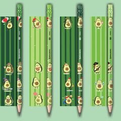 Набор карандашей чернографитных с принтом BRAUBERG &laquo;AVOCADO&raquo;, 12 штук, HB, с ластиком, корпус ассорти, 182032