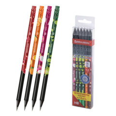 Набор карандашей чернографитных с принтом BRAUBERG &laquo;JUICY FRUIT&raquo;, 12 штук, HB, с ластиком, корпус ассорти, 182034