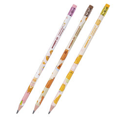 Набор карандашей чернографитных с принтом ЮНЛАНДИЯ &laquo;FAT ANIMALS&raquo;, 12 штук, HB, с ластиком, корпус ассорти, 182035