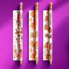 Набор карандашей чернографитных с принтом ЮНЛАНДИЯ &laquo;FAT ANIMALS&raquo;, 12 штук, HB, с ластиком, корпус ассорти, 182035