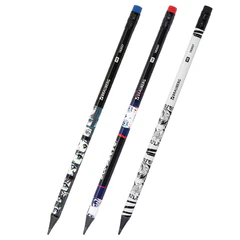 Набор карандашей чернографитных с принтом BRAUBERG &laquo;MANGA&raquo;, 12 штук, HB, с ластиком, корпус ассорти, 182037