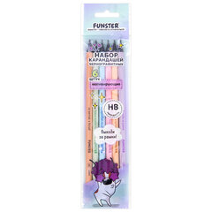 Набор карандашей чернографитных с мотивирующей надписью FUNSTER (ФАНСТЕР) FUNNY NOTES PSTL, 6 штук, HB, с ластиком, 182041