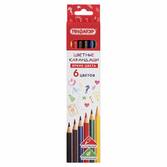 Карандаши цветные ПИФАГОР ЭКО &laquo;КЛАССИК&raquo;, 6 цветов, шестигранные, 182047