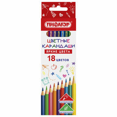 Карандаши цветные ПИФАГОР ЭКО &laquo;КЛАССИК&raquo;, 18 цветов, шестигранные, 182049