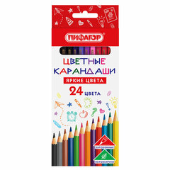 Карандаши цветные ПИФАГОР ЭКО &laquo;КЛАССИК&raquo;, 24 цвета, шестигранные, 182050