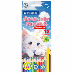 Карандаши цветные &laquo;АССОРТИ 8 ДИЗАЙНОВ 3-10 лет&raquo;, 12 цветов, трехгранные, BRAUBERG, 182055