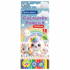 Карандаши цветные &laquo;АССОРТИ 8 ДИЗАЙНОВ 3-10 лет&raquo;, 12 цветов, трехгранные, BRAUBERG, 182055