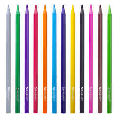 Карандаши цветные BRAUBERG, 12 цветов, цветной корпус, упаковка ПВХ-бокс, шестигранные, 182067