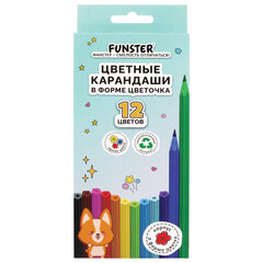 Карандаши цветные FUNSTER (ФАНСТЕР), 12 цветов, фигурный корпус в форме цветочка, 182069