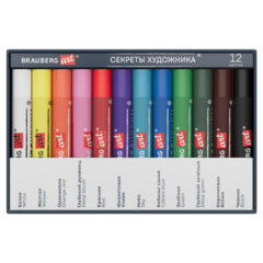 Пастель масляная художественная BRAUBERG ART &laquo;Секреты художника&raquo;, 12 цветов, круглое сечение, 182095