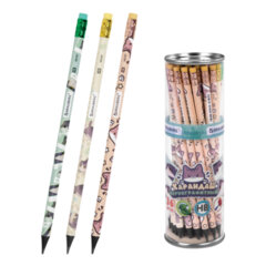 Карандаш чернографитный с принтом кросс-серия МИЛЫЕ КОТЫ, 1 шт., HB, ластик, ассорти, BRAUBERG, 182107