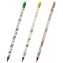 Карандаш чернографитный с принтом кросс-серия МИЛЫЕ КОТЫ, 1 шт., HB, ластик, ассорти, BRAUBERG, 182107