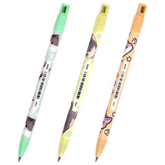 Карандаш механический цанговый 2 мм, с принтом кросс-серия МИЛЫЕ КОТЫ, BRAUBERG, HB, встроенная точилка, корпус ассорти, 182108