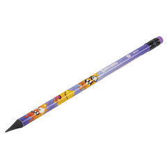 Карандаш чернографитный с принтом кросс-серия МОНСТРИКИ, 1 шт., HB, ластик, ассорти, BRAUBERG, 182110