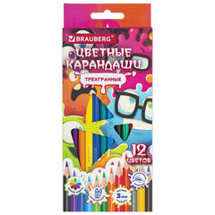 Карандаши цветные кросс-серия МОНСТРИКИ, 12 цветов, трехгранные, BRAUBERG, 182112