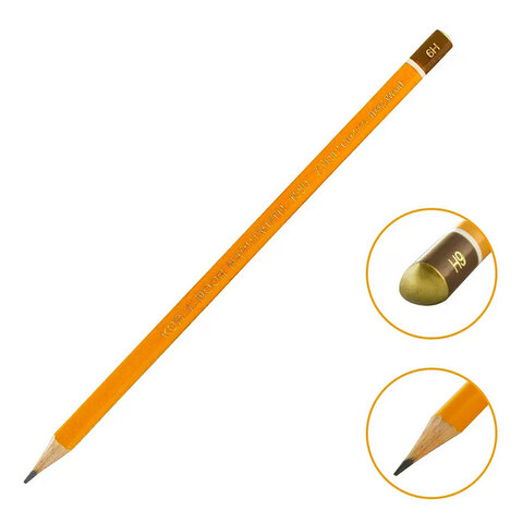 Карандаши чернографитные KOH-I-NOOR, НАБОР 12 шт., "Art" 6B-6H, без резинки, металлическая коробка, 1582012001PL - фото 3