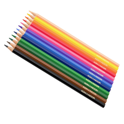 Карандаши цветные KOH-I-NOOR "TEENAGE", 12 цветов, шестигранные, 3 мм, натуральное дерево, 3552012042KSRU - фото 2