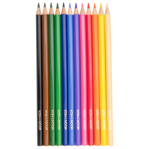Карандаши цветные KOH-I-NOOR "LION", 12 цветов, шестигранные, 2,8 мм, натуральное дерево, 3552012034KS - фото 2