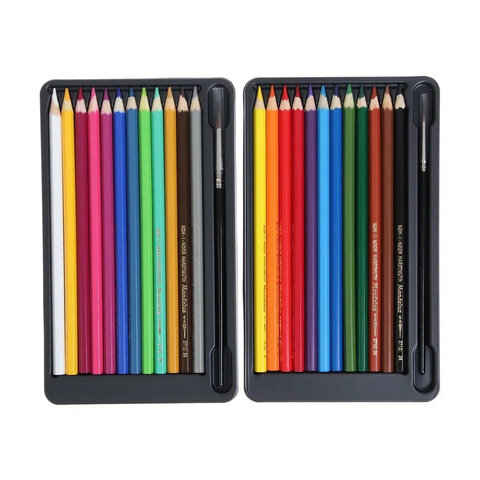 Карандаши цветные акварельные художественные KOH-I-NOOR "Mondeluz", 24 цвета, кисть, точилка, европодвес, 3711/24, 3711024003KZ - фото 2