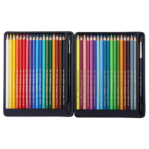 Карандаши цветные акварельные художественные KOH-I-NOOR "Mondeluz", 36 цветов, кисть, точилка, европодвес, 3712/36, 3712036003KZ - фото 2