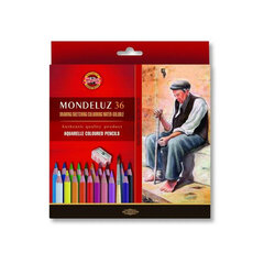 Карандаши цветные акварельные художественные KOH-I-NOOR "Mondeluz", 36 цветов, кисть, точилка, европодвес, 3712/36