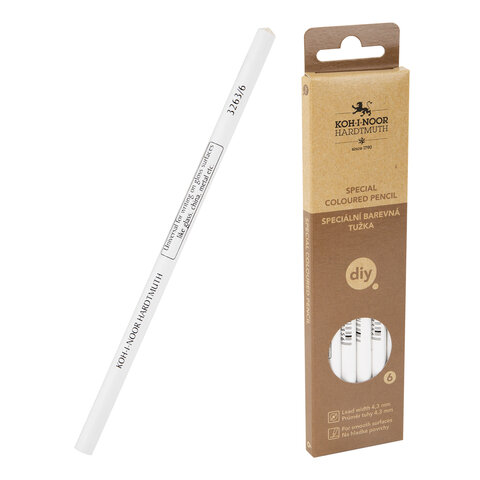 Карандаш по стеклу, металлу и пластику KOH-I-NOOR, 1 шт., грифель 4,3 мм, корпус белый, 3263006001KS - фото 2