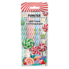 Карандаши цветные FUNSTER (ФАНСТЕР) TWIST, 12 цветов, корпус со спиралью, упаковка ПВХ-бокс, круглые, 182201