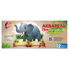Краски акварельные ЛУЧ &laquo;Zoo&raquo;, 12 цветов, медовые, без кисти, картонная коробка, 19С1247-08
