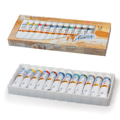 Краски масляные художественные &laquo;Ладога&raquo;, НАБОР 12 цветов по 18 мл, в тубах, Невская Палитра, 1241004