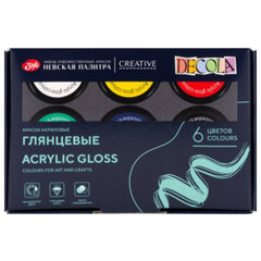 Краски акриловые глянцевые &laquo;Декола&raquo;, 6 цветов по 20 мл, в банках, Невская Палитра, 2941024