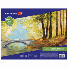 Холст на картоне BRAUBERG ART CLASSIC, 50&times;70 см, грунтованный, 100% хлопок, мелкое зерно, 191022